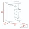 Tuhome Bar Cart, Two External Shelves, Four Casters, Six Built-in Wine Rack, Single Door Cabinet, White BLB6540